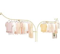 Porte-manteau mural doré, cintre industriel moderne pour magasins de vêtements, présentoir créatif de boutique, 1 ensemble d'accessoires de mode pour les espaces de vente au détail