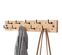 Porte-manteau mural en bois avec 10 crochets - Étagère amovible pour salle de bain, salon, cuisine, couloir - Solution de rangement élégante et fonctionnelle