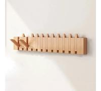 Porte-manteau Mural en Bois, Crochet Mural Rabattable en Forme de Piano, en Hêtre de Haute Qualité, Cintre Gain de Place pour Manteaux, Sacs et Chapeaux, Pour Entrée, Chambre(Primary A,12 hooks)