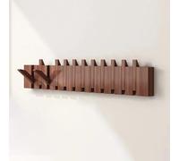 Porte-manteau Mural en Bois, Crochet Mural Rabattable en Forme de Touches de Piano, Cintre Multi-usages pour Manteaux, Sacs, Chapeaux, pour Entrée, Chambre, Salle de Bain, Cuisine(Brown A,12 hooks)