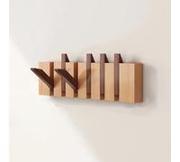 Porte-manteau Mural en Bois, Crochet Mural Rabattable en Forme de Touches de Piano, Cintre Multi-usages pour Manteaux, Sacs, Chapeaux, pour Entrée, Chambre, Salle de Bain, Cuisine(Mix A,6 hooks)