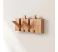 Porte-manteau Mural en Bois, Crochet Mural Rabattable en Forme de Touches de Piano, Cintre Multi-usages pour Manteaux, Sacs, Chapeaux, pour Entrée, Chambre, Salle de Bain, Cuisine(Primary A,4 hooks)