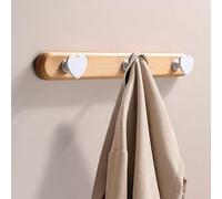 Porte-manteau Mural en Bois de Hêtre, Patère en Forme de Cœur, Rangement peu Encombrant, pour Suspendre Manteaux Sacs à Dos Serviettes, Sacs, pour Salon, Chambre à Coucher, Entrée(White,3 hooks)