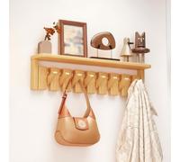 Porte-manteau Mural en Bois Massif, Crochet pour Touches de Piano avec Plateau, Crochet Rabattable, Décoration D'entrée peu Encombrante, pour Placard Chambre à Coucher Entrée(Primary,8 hooks)