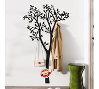 Porte-manteau mural en forme d'arbre - Panneau noir en métal - Porte-manteau de couloir étroit - Panneaux muraux 175 x 107 cm - Porte-manteau mural design moderne - Porte-manteau amusant