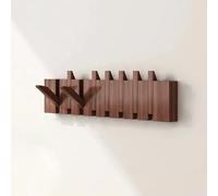Porte-manteau Mural en Hêtre, Crochet Rabattable en Forme de Clé de Piano, Cintre D'entrée peu Encombrant pour Manteaux Sacs Chapeaux, pour Placard Chambre Salle de Bain(Brown,8 hooks)
