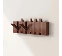 Porte-manteau Mural en Hêtre, Crochet Rabattable en Forme de Clé de Piano, Cintre D'entrée peu Encombrant pour Manteaux Sacs Chapeaux, pour Placard Chambre Salle de Bain(Brown,6 hooks)