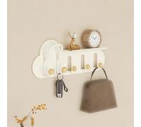 Porte-manteau Mural en Métal, Rangement peu Encombrant, étagères Murales Flottantes Avec Crochets, Installation Facile, pour Vestes, Serviettes, Clés, pour Salon, Chambre à Coucher(White,5 hooks)