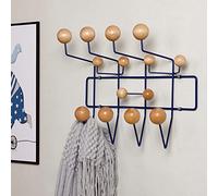 Porte-Manteau Mural Entrée Porte-Manteau Suspendu Porte-Manteau en Métal Classique avec Peint Boules en Bois Massif en Noyer Cintre Bois Couleur Cintre