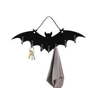 Porte-manteau mural gothique en bois avec chauve-souris | Organiseur rustique pour chambre à coucher, cuisine, dortoir, entrée, placard, linge, serviette de vacances, décoration de vacances