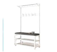 Porte-manteau mural intégré avec rangement pour chaussures 100 cm Blanc à suspendre chapeau et sac Solution de rangement élégante pour la décoration de la maison