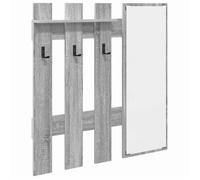 Porte-manteau mural moderne - vidaXL - 100x10x100 cm - Gris sonoma - Contreplaqué - Avec miroir