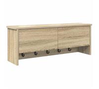 vidaXL Porte-Manteau Mural avec étagère Chêne Sonoma 80 x 20 x 30 cm, Rangement Couloir, Design Moderne, Crochets muraux, Organisation Pratique, Porte-Manteaux compacts, Solutions Pratiques
