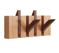 Porte Manteau Mural Pliable, Patère Murale en Bois de Hêtre avec Style Touches de Piano et Crochets Rabattables, Pour Suspendre Vêtements, Clés, Chapeaux, Serviettes et Sacs(Color blocking,4 hooks)