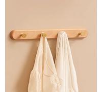 Porte-Manteau Mural Rustique, Porte-Chapeaux en Bois d'entrée, avec 4 Crochets métalliques dorés for Suspendre Manteaux, écharpes, Chapeaux, Vestes, Sacs, Serviettes, clés(B,40CM)