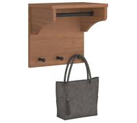 Porte-manteau mural - SANDNES - Pin massif finition noyer - 3 crochets - 43x30x42 cm