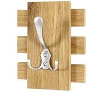 HAKU Patère murale Optique INOX – Chêne (finition bois véritable), MDF & métal, 16×20×11 cm