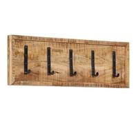 Porte-manteau mural - VIDAXL - Bois de manguier massif - 5 crochets - Style contemporain - Rangement intérieur