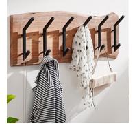 Porte-manteau mural - WOHNLING - Bois d'acacia massif - 100 cm - 6 crochets doubles - Design contemporain