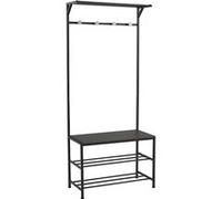 Porte-manteau, portant à vêtement avec 4 crochets en métal et MDF coloris noir - Longueur 76,20 x Profondeur 35 x Hauteur 177,50 cm - JUANIO - Noir G