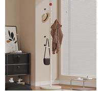 Porte manteau Portant à Vêtements avec 6 Crochets Porte manteau sur Pied Pour Vêtements Chapeaux Salon Chambre 174X36cm Blanc