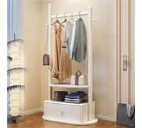 Porte-Manteau Porte-Manteau autoportant avec étagères et tiroir Porte-Manteau en Bois for Chambre à Coucher Rangement de vêtements au Sol for Suspendre des vêtements Portants(Wit,60cm)