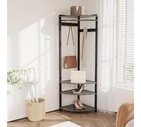 Porte-Manteau, Porte-Manteau, Vestiaire d'Angle en Métal avec 6 Crochets Doubles, Étagère de Rangement, Étagère à Chaussures, Porte-Vêtements Ouvert, Étagère de Couloir, Gain de Place, Design