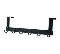 Porte Manteau pour Porte, Sans Percage en Acier Inoxydable avec 6 Crochets Robustes Patère Porte pour Salle de Bain Cuisine et Chambre Accroche Serviette et Vêtements Noir