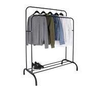 Porte-Manteau Relaxdays, H x L x P : 148 x 110 x 55 cm, avec étagère et 2 Barres, métal, Double penderie, Noir