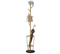 Porte-Manteau Robuste en Fer doré avec Porte-Parapluie, 66,9" de Haut avec Base en marbre pour Parapluie pour Maison, hôtel, Restaurant, Bureau