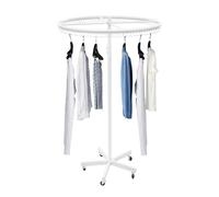Porte-manteau rond pivotant 116-190cm blanc porte-manteau circulaire max 30kg pour magasins de détail, boutiques de cadeaux