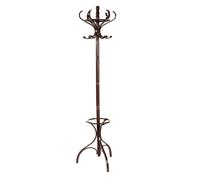 Porte-Manteau sur 3 Pieds, 2 Niveaux et 12 Crochets, en Bois Courbe, Hauteur de 182CM, pour Entrée, Salon et Bureau (Brun Rouge)
