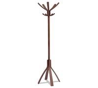 Porte Manteau sur Pied - Bois - 10 Patères - Base Stable Lestée - Montage Facile - Tête Rotative - Grande Capacité et Support - Marron - Idéal Bureau et Entrée Maison - ALBA