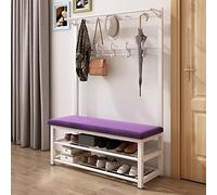 Porte-manteau sur pied en métal avec banc de rangement à chaussures et crochets amovibles Blanc 100 x 33 x 172 cm Meuble de couloir élégant pour chaussures et manteaux