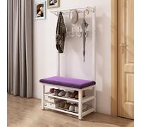 Porte-manteau sur pied en métal avec étagères, armoire à chaussures pour entrée, couloir, crochets amovibles, banc blanc, 100 x 33 x 172 cm, solution de rangement élégante pour chaussures et manteaux