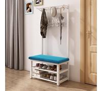 Porte-manteau sur pied en métal avec étagères Banc de rangement à chaussures pour entrée Crochets amovibles Blanc 100 x 33 x 172 cm Parfait couloir et décoration d'intérieur élégante