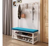Porte-manteau sur pied en métal avec étagères et chaussures pour entrée, couloir, crochets amovibles, banc blanc, 100 x 33 x 172 cm, solution de rangement élégante et fonctionnelle