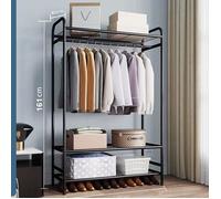 Porte Manteau sur Pieds Métallique Penderie à Vêtements avec Étagère à Chaussures pour Entrée Chambre Vestiaire 161x79x36cm