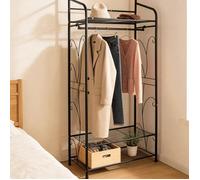 Porte Manteau sur Pieds Métallique - Penderie à Vêtements avec Étagère pour Entrée Chambre Vestiaire - 79x36x161cm - Noir
