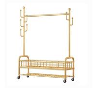 Porte Manteau sur Pieds Porte-vêtements Sur Roulettes, Cadre En Métal Robuste Pour Suspendre Des Vêtements Tels Que Manteaux, Jupes, Chemises, Pulls, Chaussures, Sacs, Foulards, Etc., Couleur Or ( Col