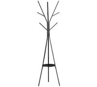 HOMCOM Porte-manteau trépied design contemporain branches étagère + 9 patères dim. 45L x 45l x 180H cm métal noir