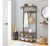 Porte-manteau VASAGLE au style rustique avec étagère à chaussures et banc HSR45BX