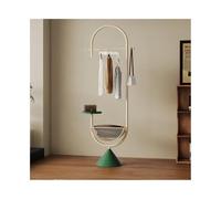 Porte-manteau vertical créatif sur pied pour petits espaces de rangement d'entrée nizer élégant (blanc crème et vert)