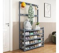 Porte Manteau,Vestiaire Entrée, Meuble D’entrée avec Étagère à Chaussures à 4/5 Niveaux,Portemanteau avec Organisateur de Rangement pour Chaussures,Bambou,[Classe énergétique A]