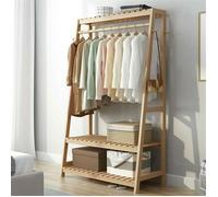 Porte Manteau Vestiaire Rangement Chaussures en Bambou Portants Vêtements sur Pied pour Salon Chambre Entrée - 43.5x80x165cm