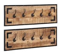 Porte-manteaux 2 pcs 80x8x25 cm bois de manguier massif brut vidaXL