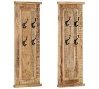 vidaXL Porte-Manteaux 2 pcs, Panneaux à Patères avec 4 Crochets, Meubles de Chambre à Coucher Couloir Vestiaire, Bois Massif de Manguier