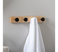 Porte manteaux 4 crochets en pin 40x6cm Noir