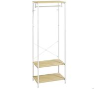 Porte-Manteaux HOMCOM avec tringle et 2 étagère à chaussures Style Industriel 60L x 40l x 167,5H cm Aspect bois Clair métal Blanc