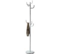 IDIMEX Porte-Manteaux Mila Portant pour vêtements sur Pied Hauteur 174 cm Socle Rond et 8 Crochets Dont 3 à mi-Hauteur, Meuble d'entrée en métal laqué Blanc